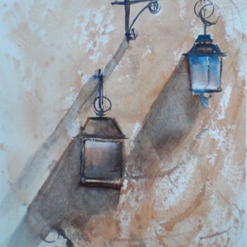 Картина под названием "lamps" - Giorgio Gosti, Подлинное произведение искусства, Акварель