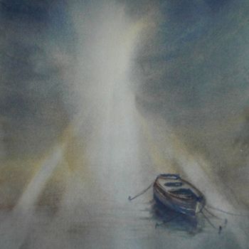Painting titled "boat in the light" by Giorgio Gosti, Original Artwork, Watercolor