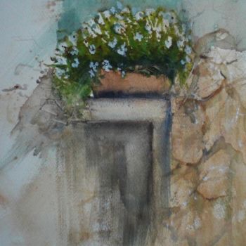 Картина под названием "flower pot 2" - Giorgio Gosti, Подлинное произведение искусства, Акварель