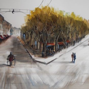 Peinture intitulée "an imaginary city 2" par Giorgio Gosti, Œuvre d'art originale, Aquarelle