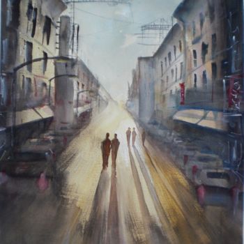 Painting titled "an imaginary city 4" by Giorgio Gosti, Original Artwork, Watercolor