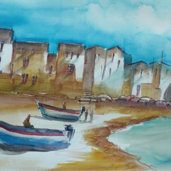 Pintura titulada "boats" por Giorgio Gosti, Obra de arte original, Acuarela