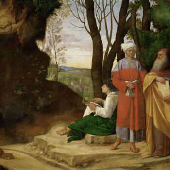 Pintura titulada "Les Trois Philosoph…" por Giorgione, Obra de arte original, Oleo