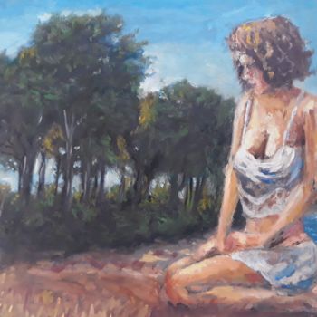 Painting titled "Emerging woman" by Giorgos Ncl, Original Artwork, Oil