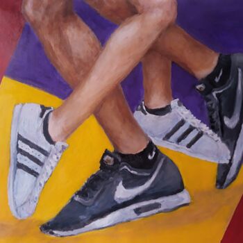 Peinture intitulée "Shoes..." par Giorgos Ncl, Œuvre d'art originale, Huile