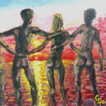 Painting titled "Lovers" by Giorgos Ncl, Original Artwork, Oil
