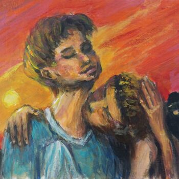 Pittura intitolato "Red kiss" da Giorgos Ncl, Opera d'arte originale, Acrilico
