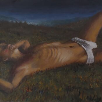 Schilderij getiteld "Resting" door Giorgos Ncl, Origineel Kunstwerk, Olie