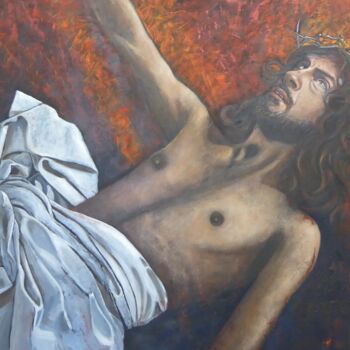 Painting titled "Il dolore di Cristo" by Giosi Costan, Original Artwork, Oil