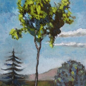 Painting titled "Alberi" by Giosi Costan, Original Artwork, Oil