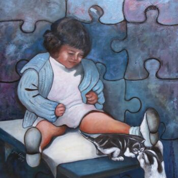 Painting titled "Gioco di bimba OP.…" by Giosi Costan, Original Artwork, Oil