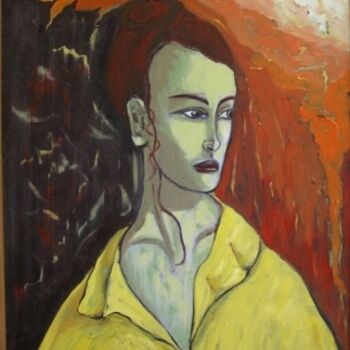 Painting titled "Busto di donna con…" by Giosi Costan, Original Artwork