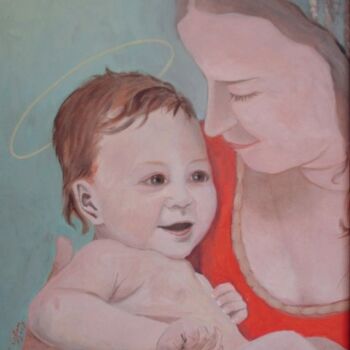 Painting titled "Madonna con bambino" by Giosi Costan, Original Artwork, Oil