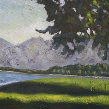 Painting titled "Veduta sul lago" by Giosi Costan, Original Artwork, Oil