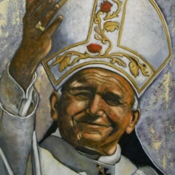 Painting titled "Papa Giovanni Paolo…" by Giosi Costan, Original Artwork, Oil