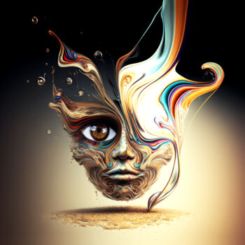 Arts numériques intitulée "Melting masque" par Giova, Œuvre d'art originale, Image générée par l'IA