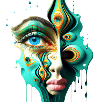 Digitale Kunst mit dem Titel "Blue Eyes" von Giova, Original-Kunstwerk, KI-generiertes Bild
