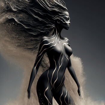Digitale Kunst mit dem Titel "Black wind" von Giova, Original-Kunstwerk, KI-generiertes Bild