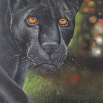 Painting titled "Panther" by Giovana Cesca, Original Artwork, Oil