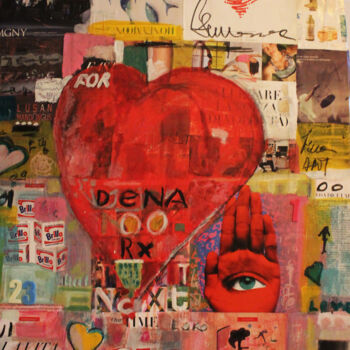 Collages intitulée "BIG HEART" par Giovanna Crescenzi, Œuvre d'art originale, Collages Monté sur Autre panneau rigide