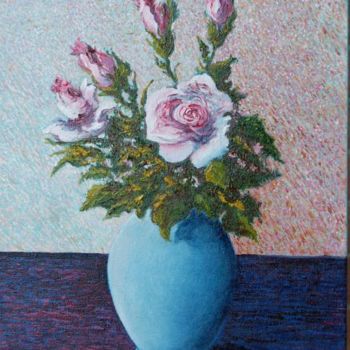 Peinture intitulée "Vaso con Rose" par Giovanni Boggio, Œuvre d'art originale