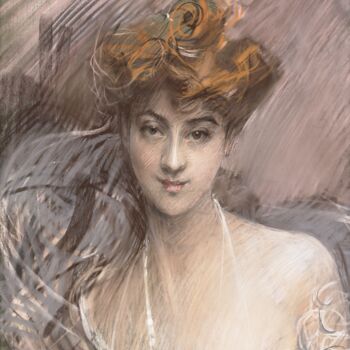 Painting titled "Portrait of Lucie G…" by Giovanni Boldini, Original Artwork, Pastel