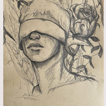 Dessin intitulée "L’amour rend aveugle" par Giovanni.D, Œuvre d'art originale, Graphite
