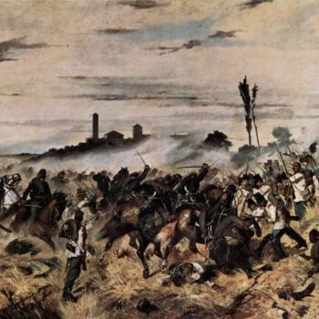 Schilderij getiteld "L'attentat contre l…" door Giovanni Fattori, Origineel Kunstwerk, Olie