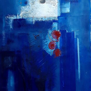 Pittura intitolato "Blue perspective##4" da Giovanni Greco, Opera d'arte originale, Smalto