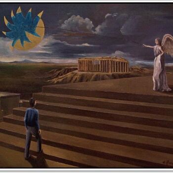 Pittura intitolato "Il custode di Kronos" da Giovanni Greco, Opera d'arte originale, Olio