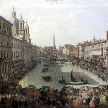 Peinture intitulée "Piazza Navona, Rome" par Giovanni Paolo Panini, Œuvre d'art originale, Huile
