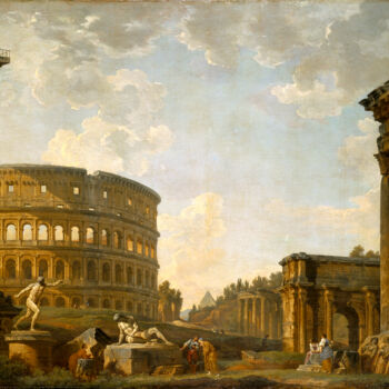 Pittura intitolato "Capriccio romain :…" da Giovanni Paolo Panini, Opera d'arte originale, Olio