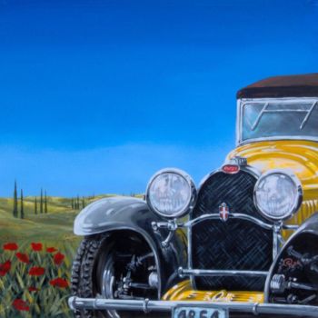 Painting titled "Auto Gialla" by Giovanni Rosazza, Original Artwork