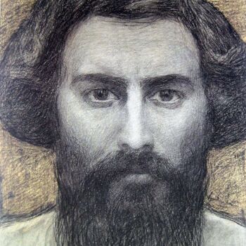 Peinture intitulée "Autoportrait" par Giovanni Segantini, Œuvre d'art originale, Huile