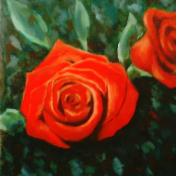 Peinture intitulée ""red rose"" par Giovanni Perdicchia, Œuvre d'art originale, Autre