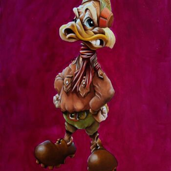 Peinture intitulée "Kombat Duck" par Gipé, Œuvre d'art originale, Huile Monté sur Châssis en bois
