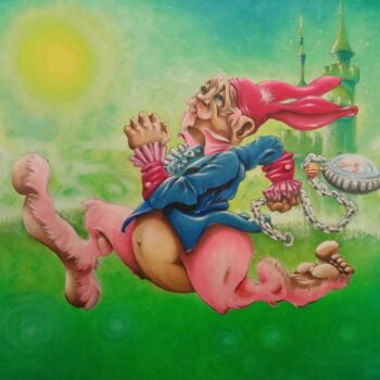Картина под названием "Speedy Rabbit" - Gipé, Подлинное произведение искусства, Масло Установлен на Деревянная рама для носи…