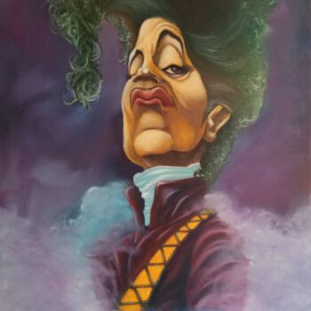 Painting titled "PRINCE" by Gipé, Original Artwork, Oil Mounted on Wood Stretcher frame