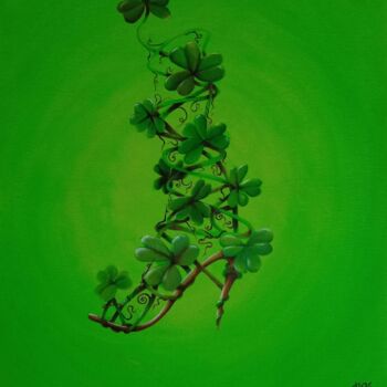 Картина под названием "GREEN SHOE" - Gipé, Подлинное произведение искусства, Масло Установлен на Деревянная рама для носилок