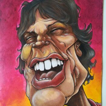 Pittura intitolato "Mick Jagger" da Gipé, Opera d'arte originale, Olio Montato su Telaio per barella in legno