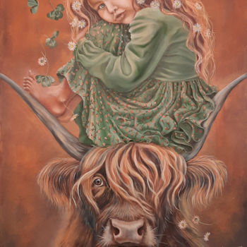 Pittura intitolato "Toro Le Affinita’ E…" da Yelena Gipi, Opera d'arte originale, Olio Montato su Telaio per barella in legno