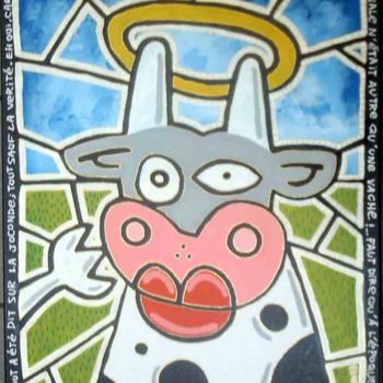 Pintura intitulada "ste vache" por Damien Deltour, Obras de arte originais