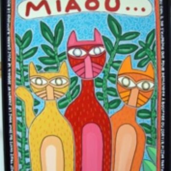 Pintura intitulada "MIAOU" por Damien Deltour, Obras de arte originais