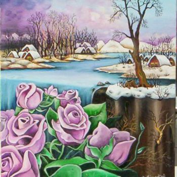 Картина под названием "rose" - Rossella Girardini, Подлинное произведение искусства, Масло