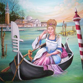 Painting titled "dama a venezia" by Rossella Girardini, Original Artwork, Oil