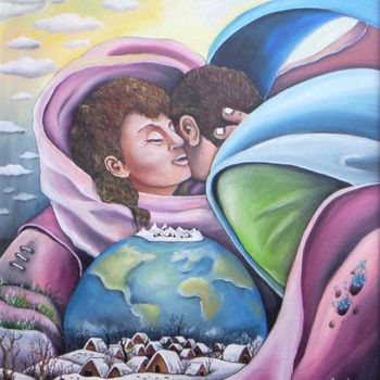 Картина под названием "la pace nel mondo" - Rossella Girardini, Подлинное произведение искусства, Масло