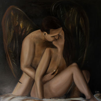 Pittura intitolato "il bacio di cupido" da G. Botta, Opera d'arte originale, Olio