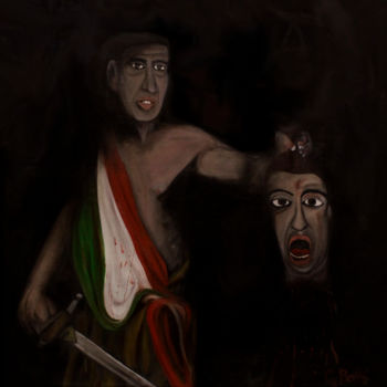 Pittura intitolato "davide-e-golia" da G. Botta, Opera d'arte originale, Olio