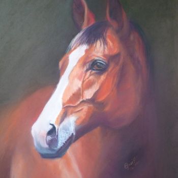 Painting titled "Cheval" by Gisel', Original Artwork, Pastel