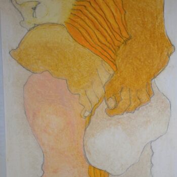 Картина под названием "Ohne Titel 3" - Gisela Diez, Подлинное произведение искусства, Пастель
